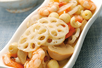 Shelled Shrimp with Lotus Root and Lotus Seeds Recipe 双连炒虾仁食谱
